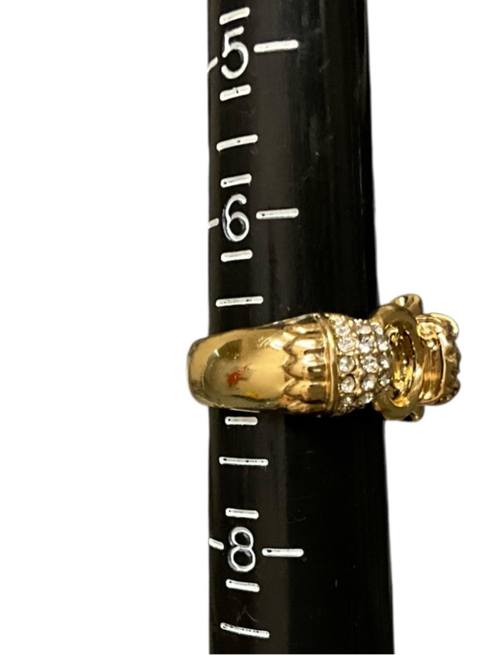 Vintage Banana Republic Panther Ring Gold Tone Rhinestone Green Eyes Statement - Picture 12 of 12